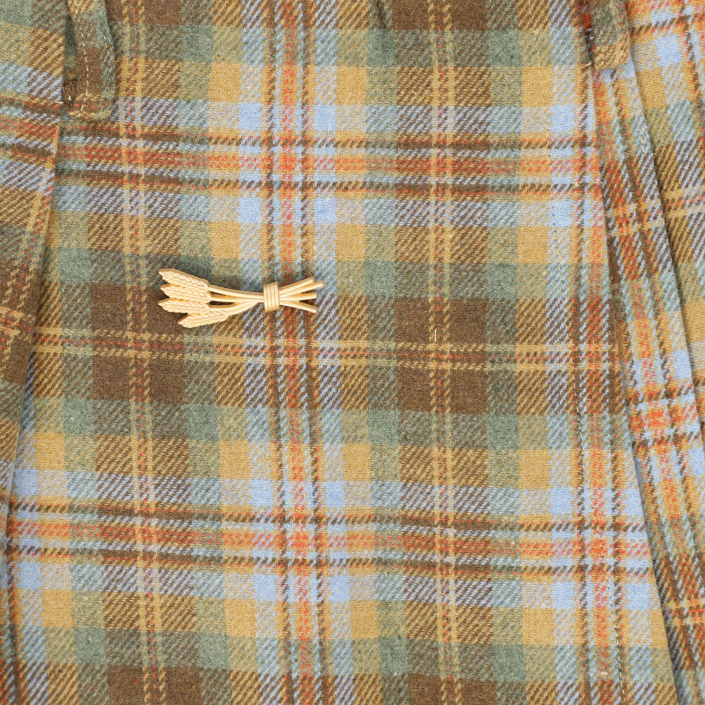 BACE COLLECTION CAMEL PLAID PLEAT SKIRT