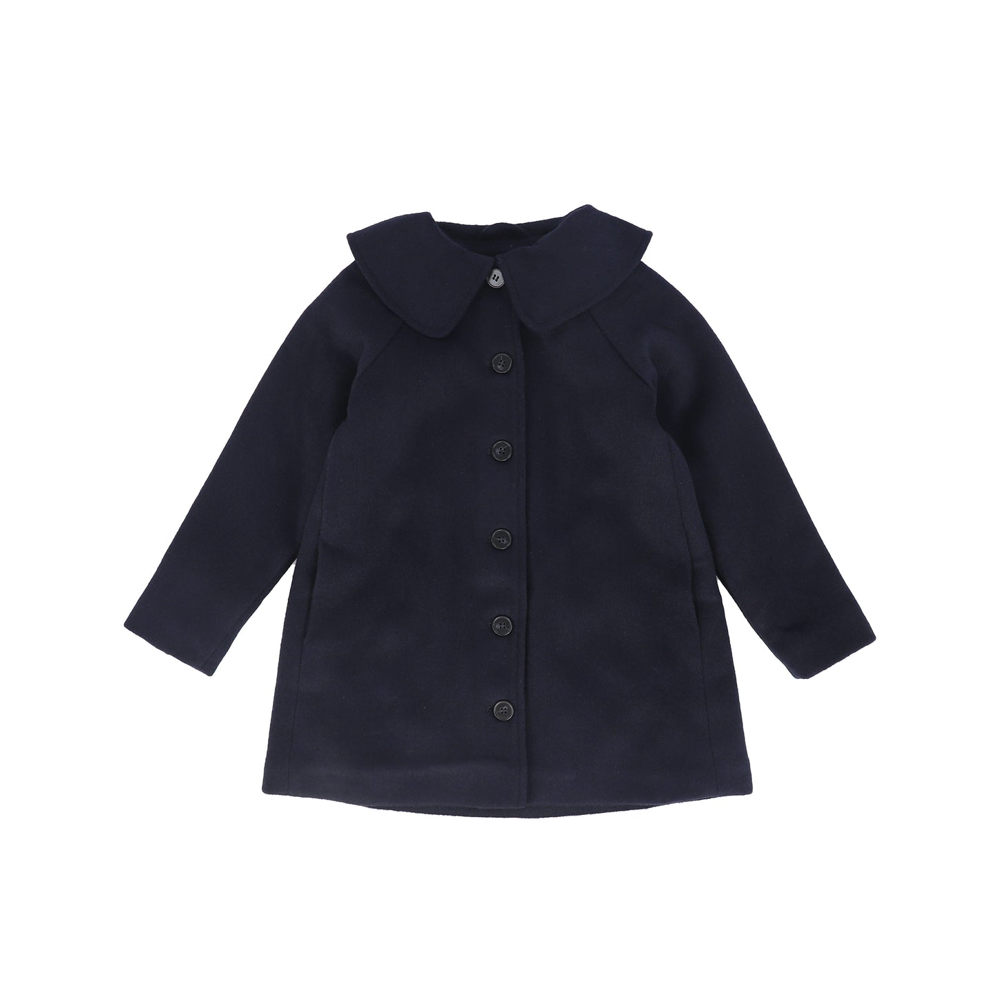 BAMBOO NAVY WOOL COLLAR SWING COAT