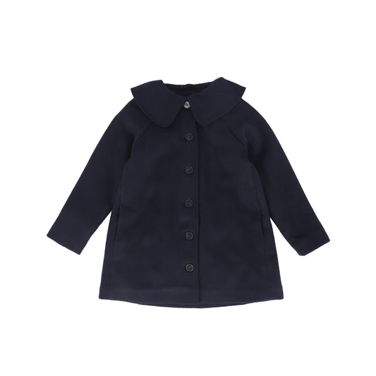 BAMBOO NAVY WOOL COLLAR SWING COAT