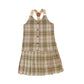 BACE COLLECTION CAMEL PLAID PLEATED VEST DRESS