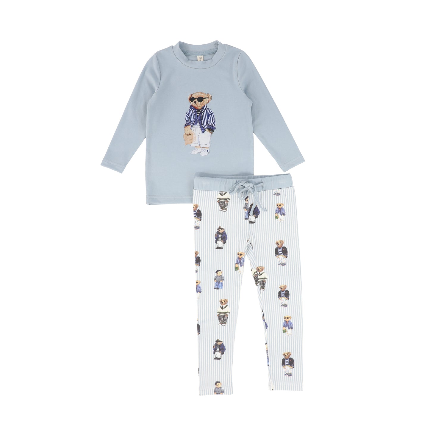 BEBE JOLEE BLUE PINSTRIPE BEAR PRINT PAJAMAS