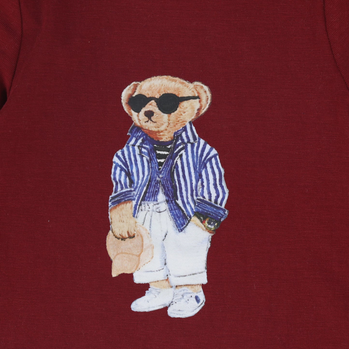 BEBE JOLEE BURGUNDY PINSTRIPE BEAR PRINT PAJAMAS