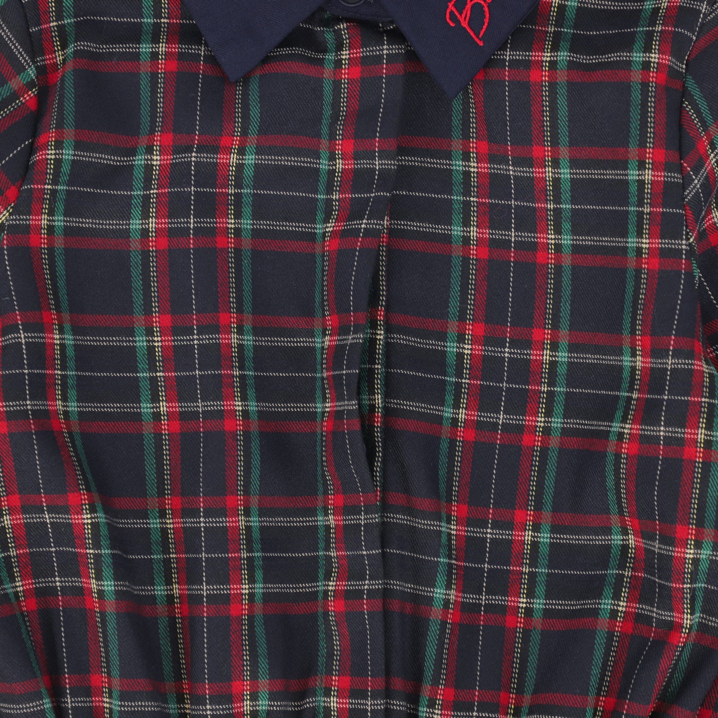 BAMBOO NAVY PLAID BUTTON-DOWN DRESS