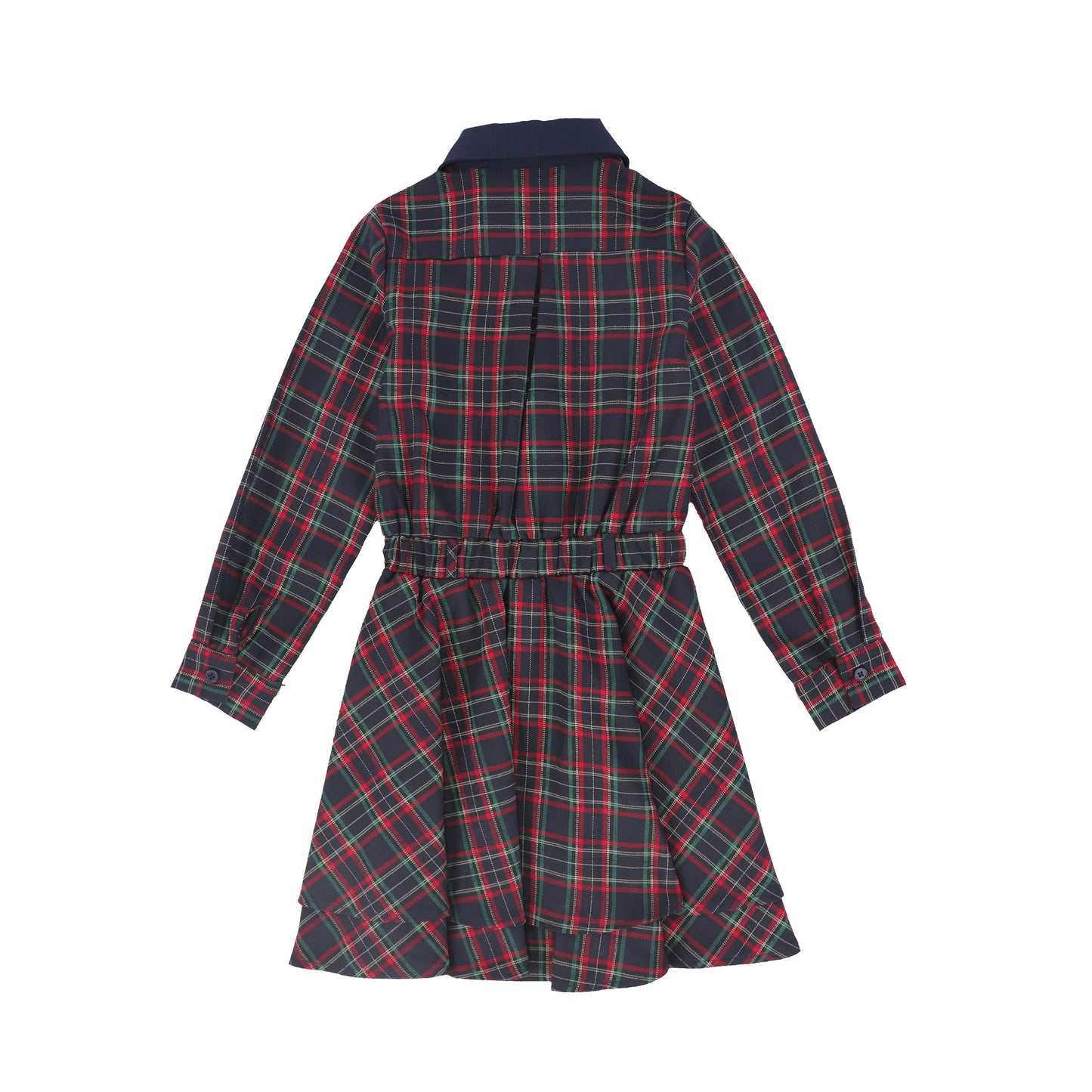 BAMBOO NAVY PLAID BUTTON-DOWN DRESS