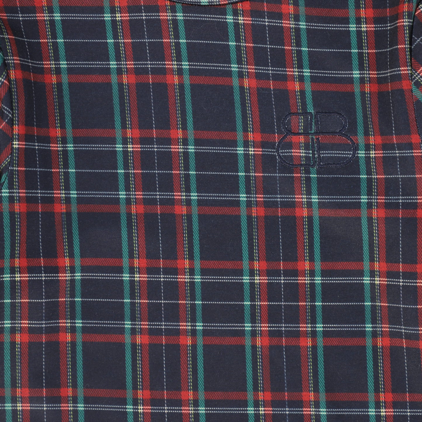 BAMBOO NAVY PLAID COTTON TURTLENECK