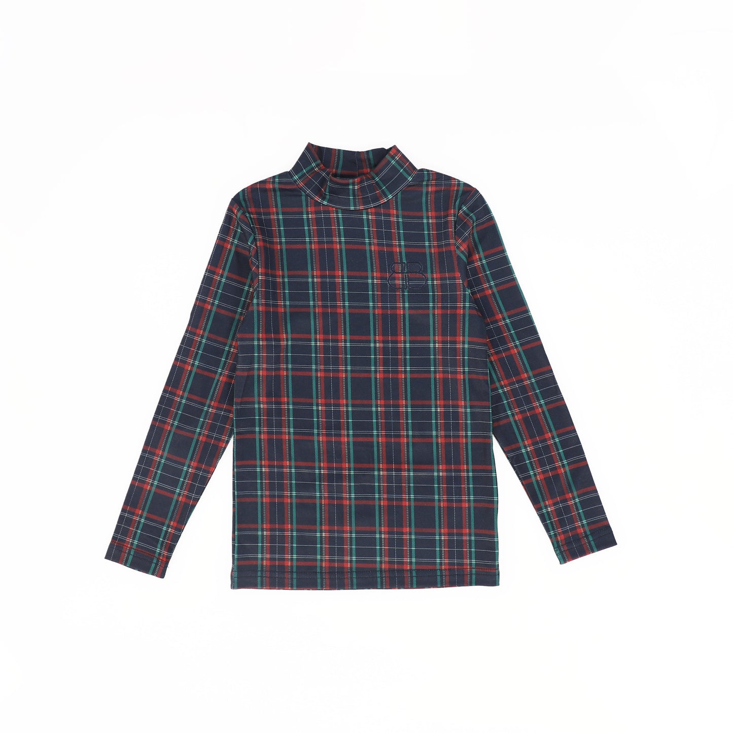 BAMBOO NAVY PLAID COTTON TURTLENECK