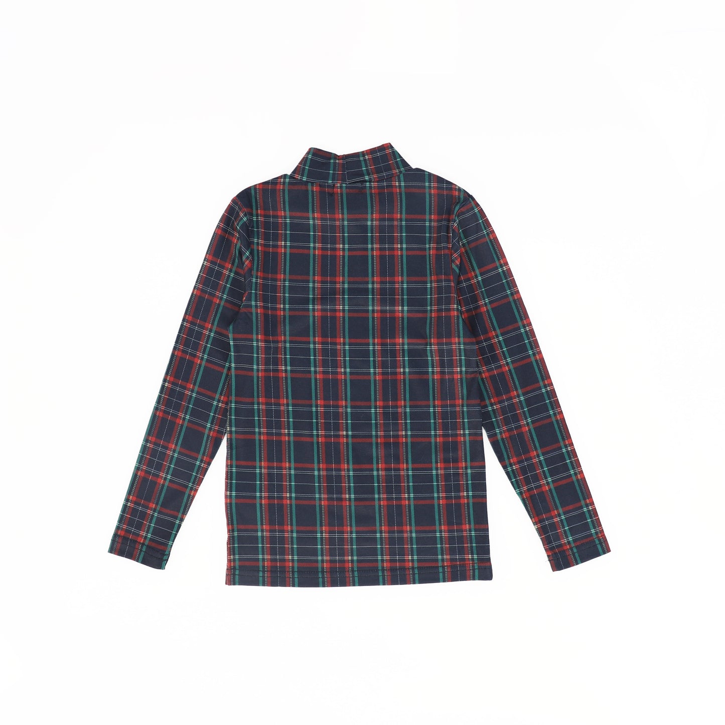 BAMBOO NAVY PLAID COTTON TURTLENECK