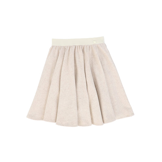 BACE COLLECTION OATMEAL WOOL WAISTED FLARED SKIRT
