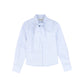 VALENTINA LIGHT BLUE POPLIN NECK BOW BLOUSE