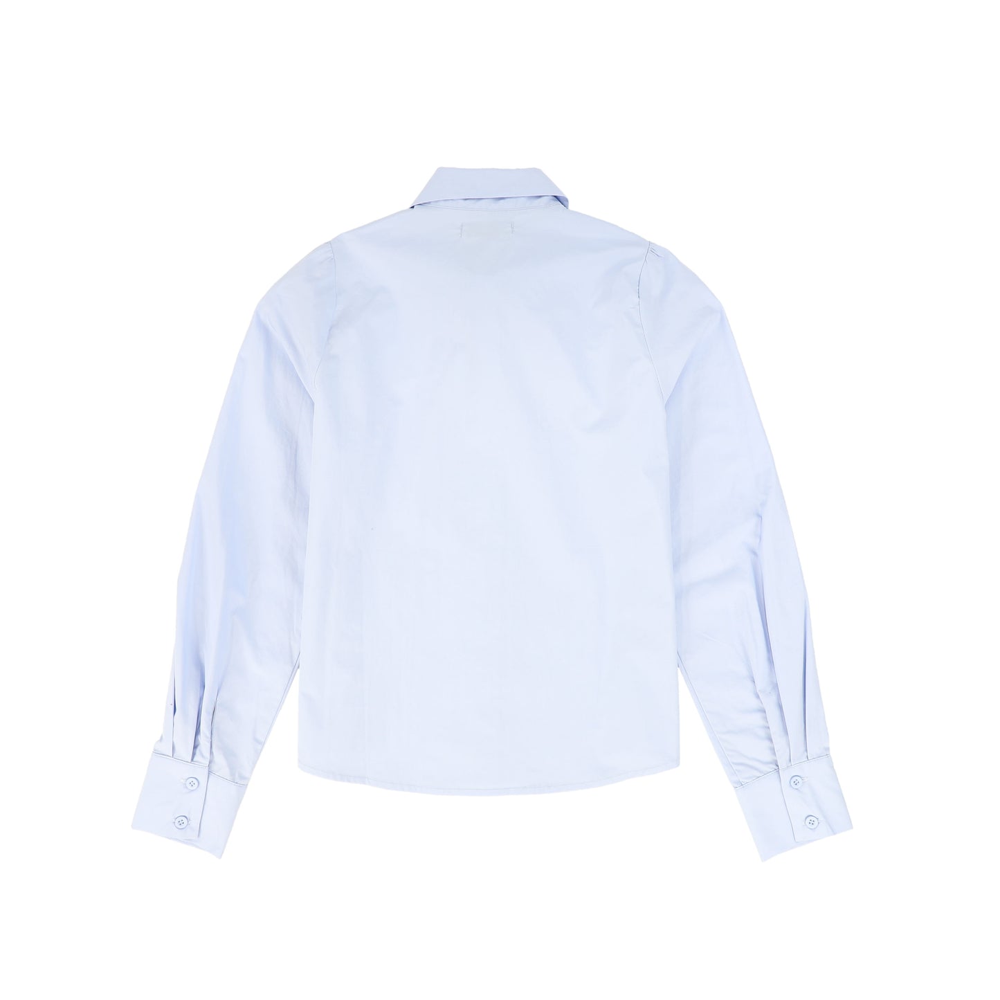 VALENTINA LIGHT BLUE POPLIN NECK BOW BLOUSE