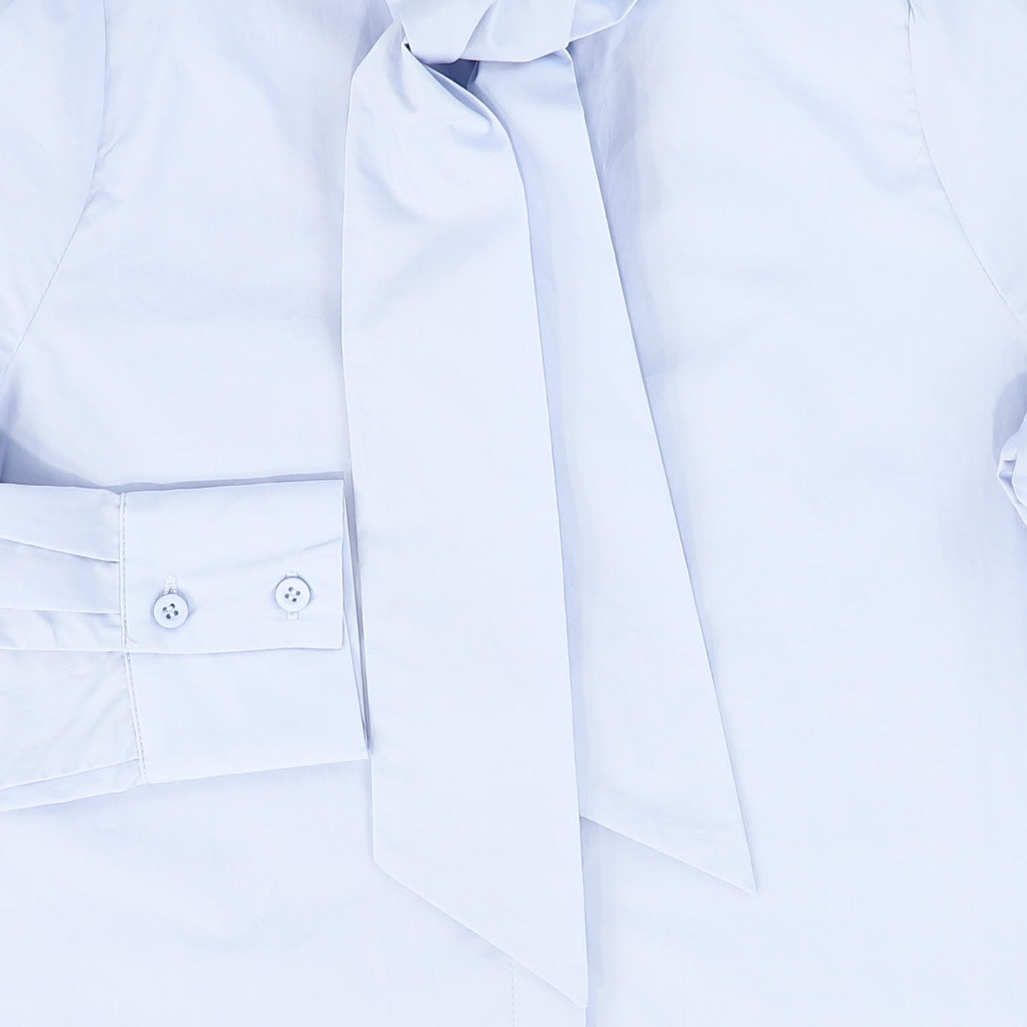 VALENTINA LIGHT BLUE POPLIN NECK BOW BLOUSE