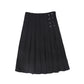 VALENTINA BLACK PLEATED LACE UP SKIRT