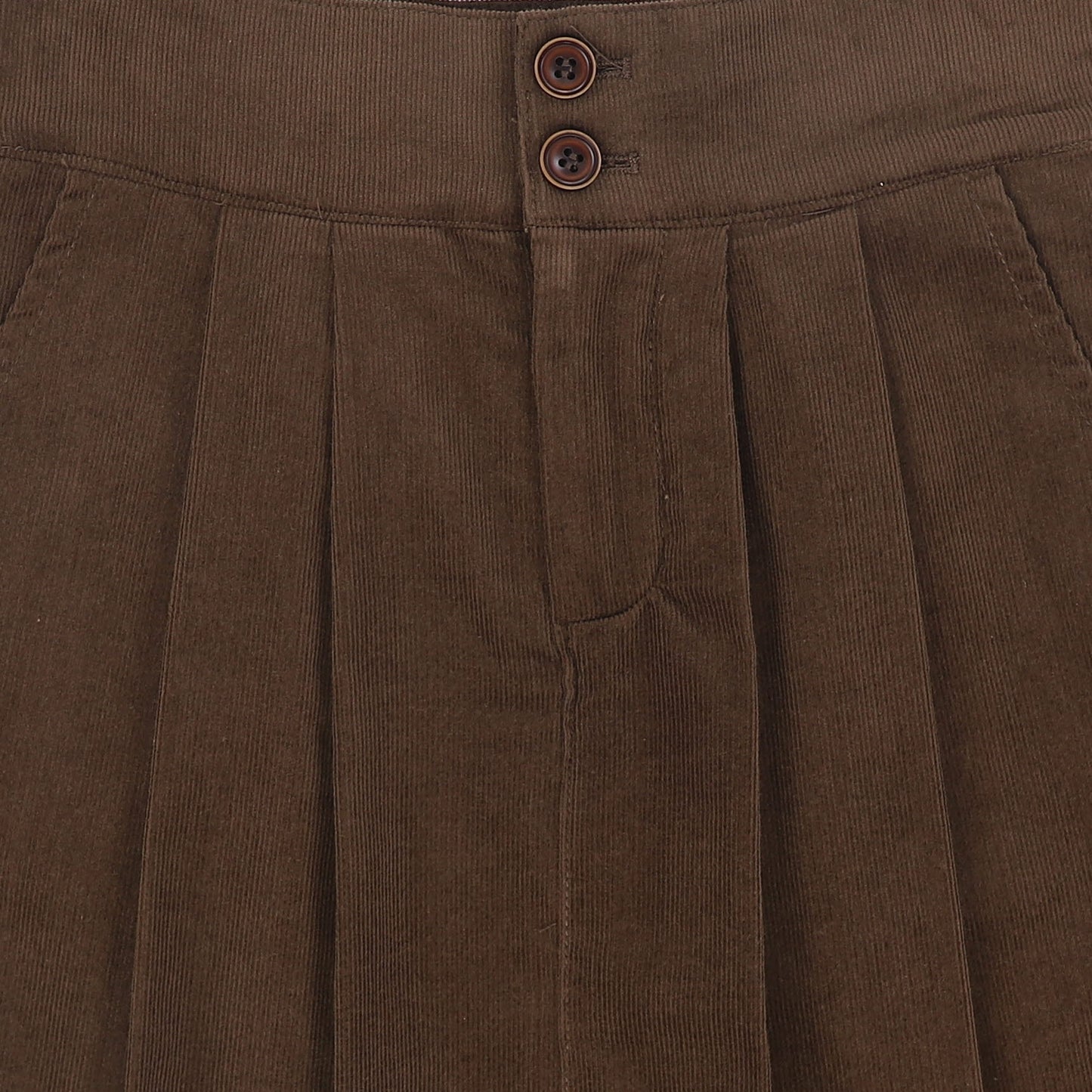 BAMBOO BROWN BUTTON CORDUROY SKIRT