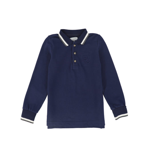 BACE COLLECTION NAVY CONTRAST TRIM LS POLO