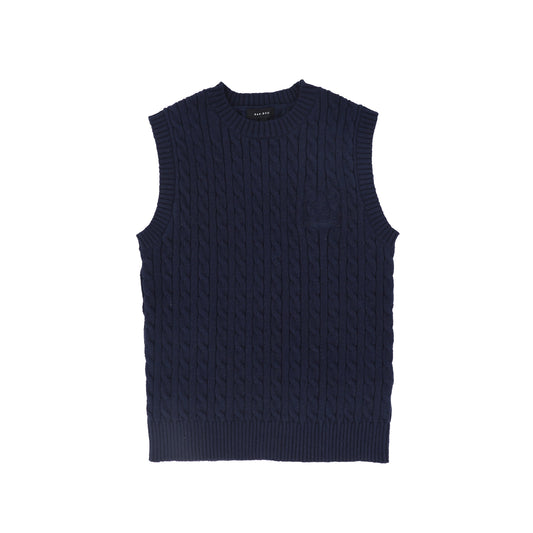 BAMBOO NAVY CABLE-KNIT VEST