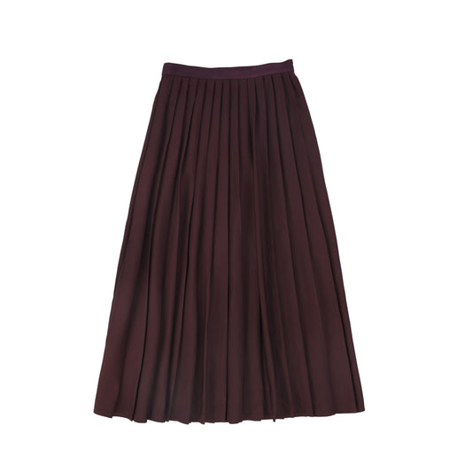 BAMBOO BURGUNDY PLEATED FLOWY MAXI SKIRT