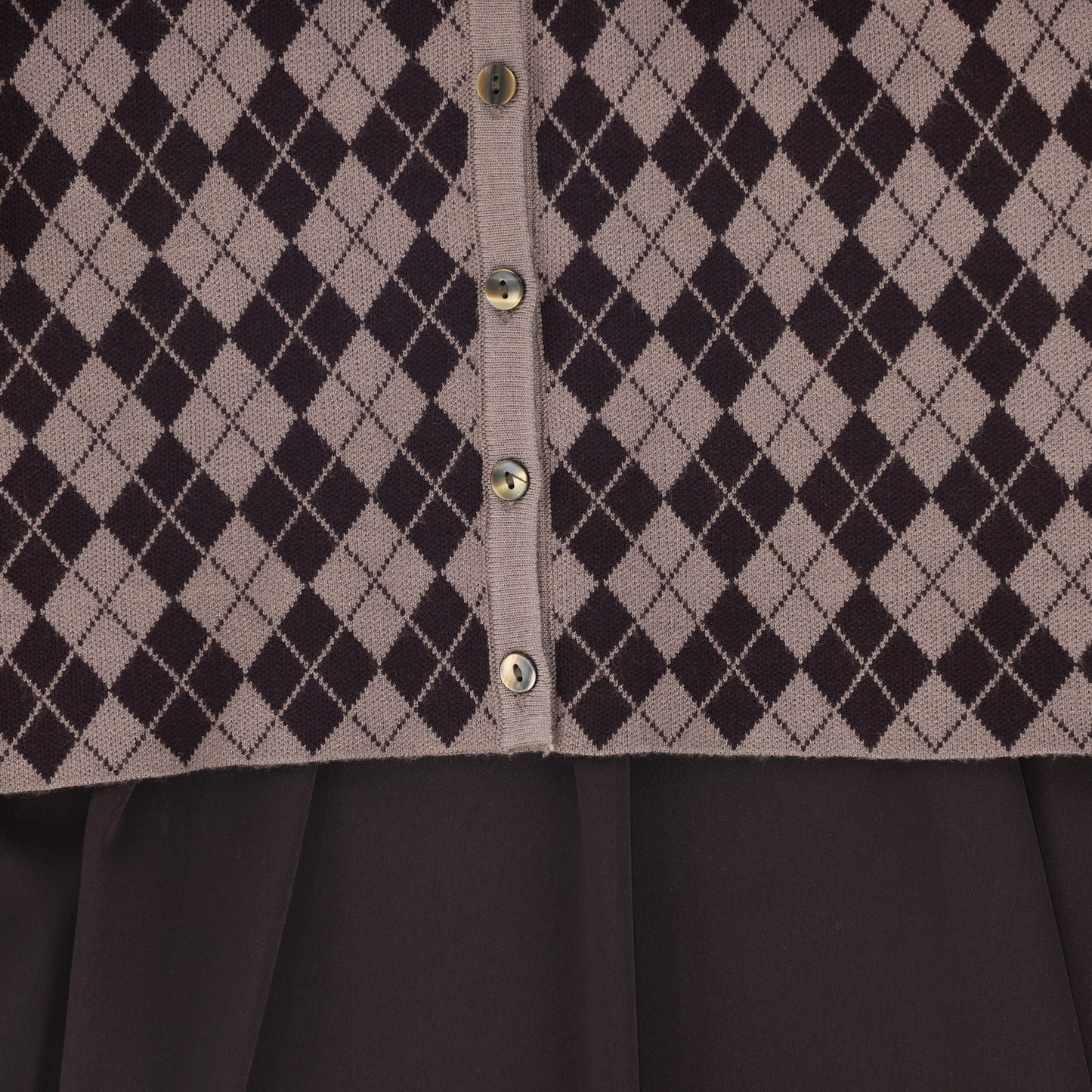BAMBOO BURGUNDY ARGYLE CARDIGAN MAXI DRESS SET