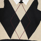 BACE COLLECTION BLACK COLLARED ARGYLE SWEATER