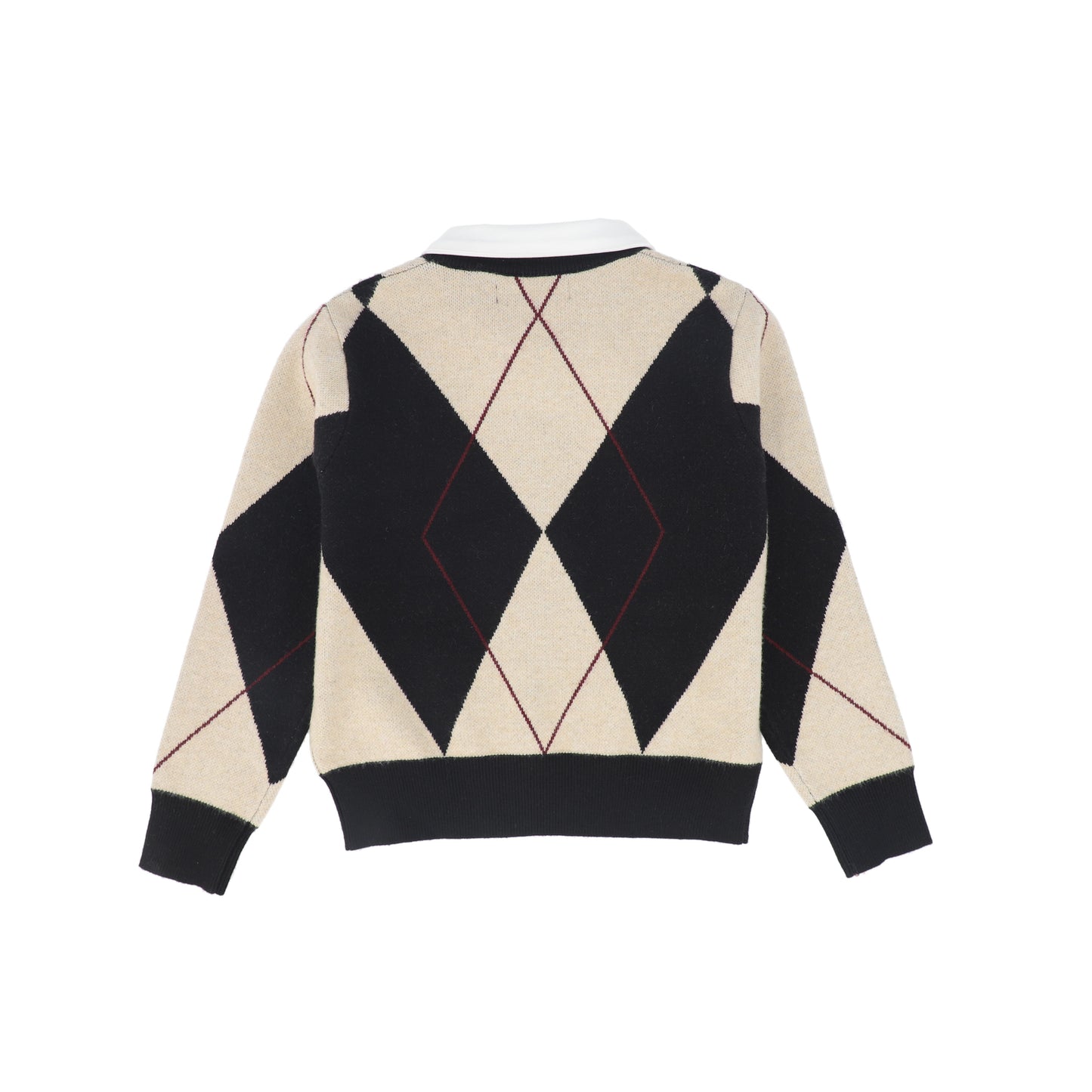 BACE COLLECTION BLACK COLLARED ARGYLE SWEATER