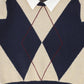BACE COLLECTION NAVY COLLARED ARGYLE SWEATER