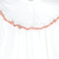 FRANCESCA GUILIANO WHITE/SALMON PIPED RUFFLE TRIM COLLAR BLOUSE