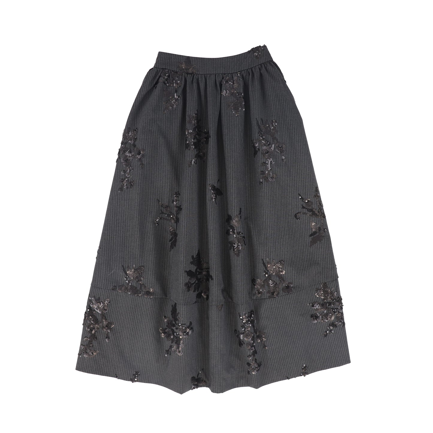 VALENTINA CHARCOAL PINSTRIPE SEQUIN SKIRT