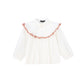 FRANCESCA GUILIANO WHITE/SALMON PIPED RUFFLE TRIM COLLAR BLOUSE