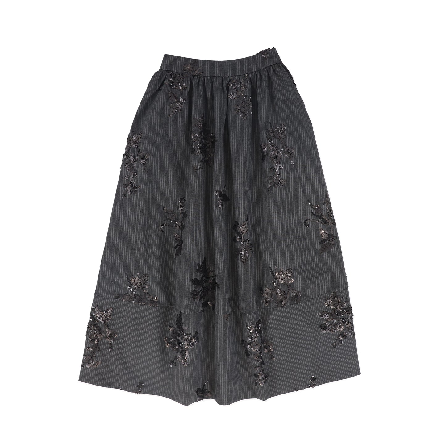 VALENTINA CHARCOAL PINSTRIPE SEQUIN SKIRT