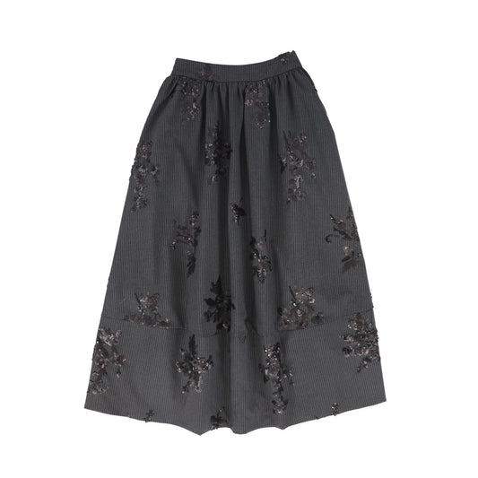 VALENTINA CHARCOAL PINSTRIPE SEQUIN SKIRT