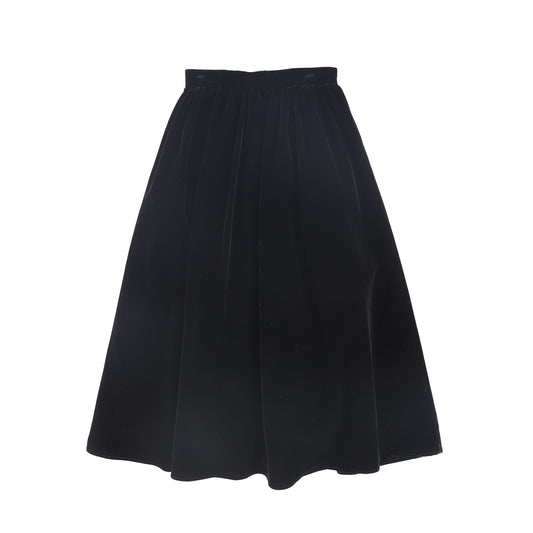 FRANCESCA GUILIANO BLACK VELVET GATHERED MAXI SKIRT