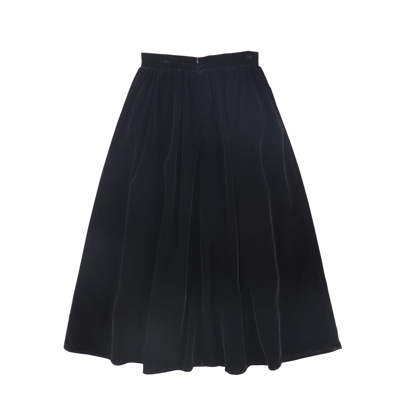 FRANCESCA GUILIANO BLACK VELVET GATHERED MAXI SKIRT