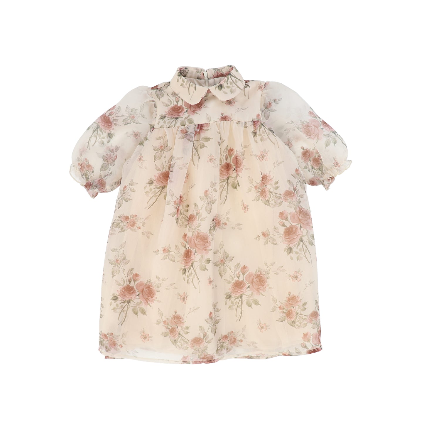 FRANCESCA GUILIANO PINK FLORAL ORGANZA PUFF SS DRESS