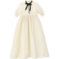 FRANCESCA GUILIANO CREAM/BLACK TAFFETA VELVET RIBBON GOWN
