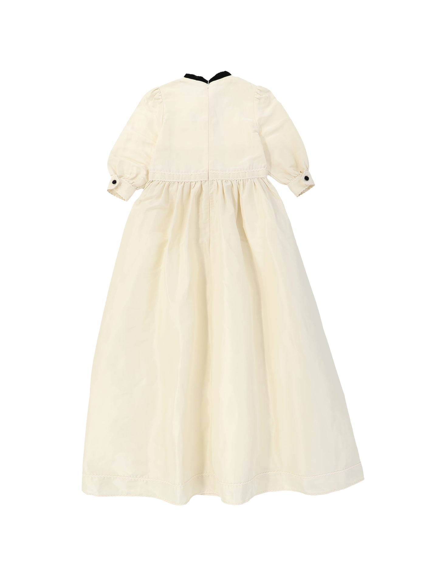 FRANCESCA GUILIANO CREAM/BLACK TAFFETA VELVET RIBBON GOWN