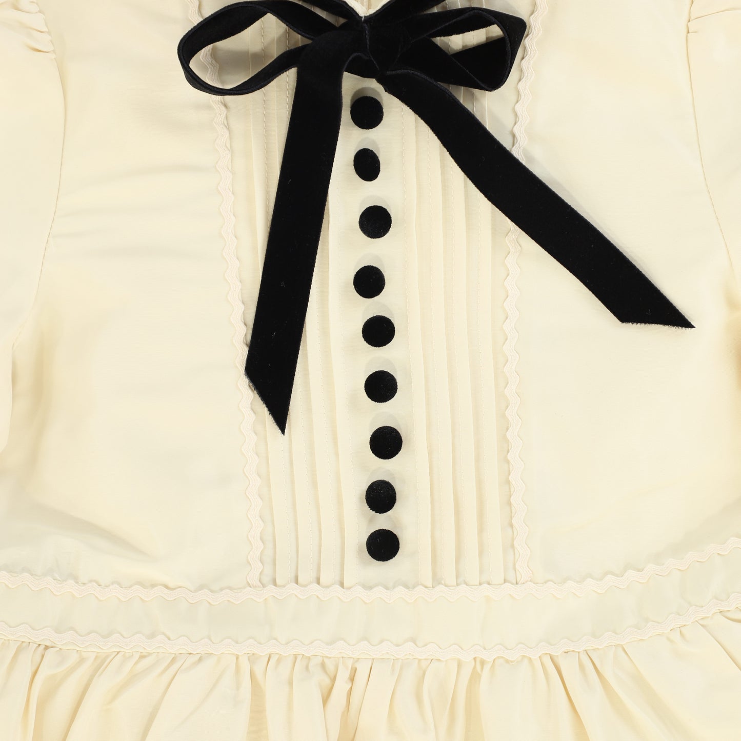 FRANCESCA GUILIANO CREAM/BLACK TAFFETA VELVET RIBBON GOWN