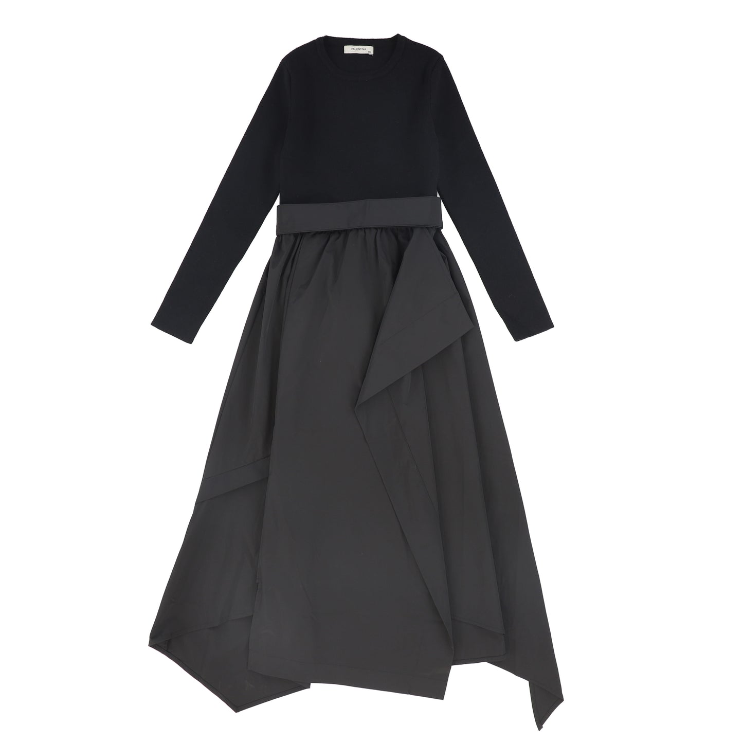 VALENTINA BLACK TAFFETA WRAP DRESS