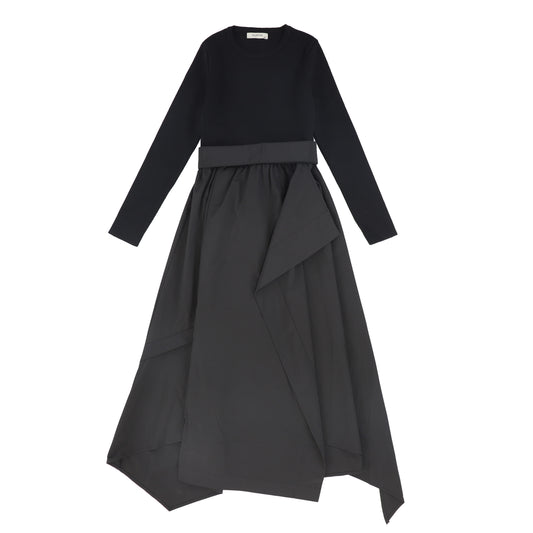 VALENTINA BLACK TAFFETA WRAP DRESS