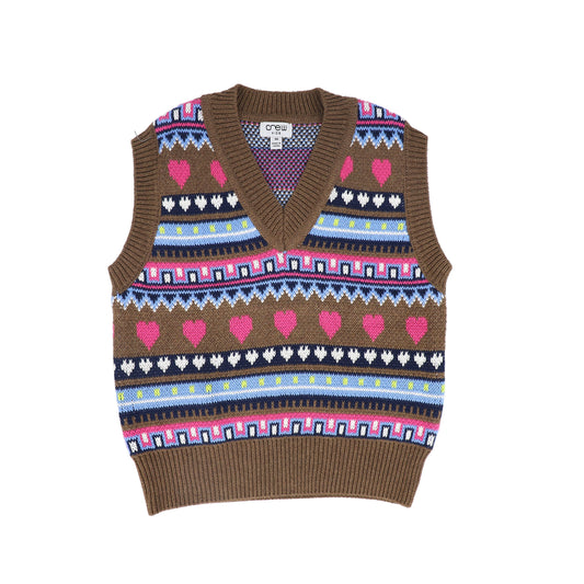 CREW KIDS BROWN DESIGN KNIT VEST