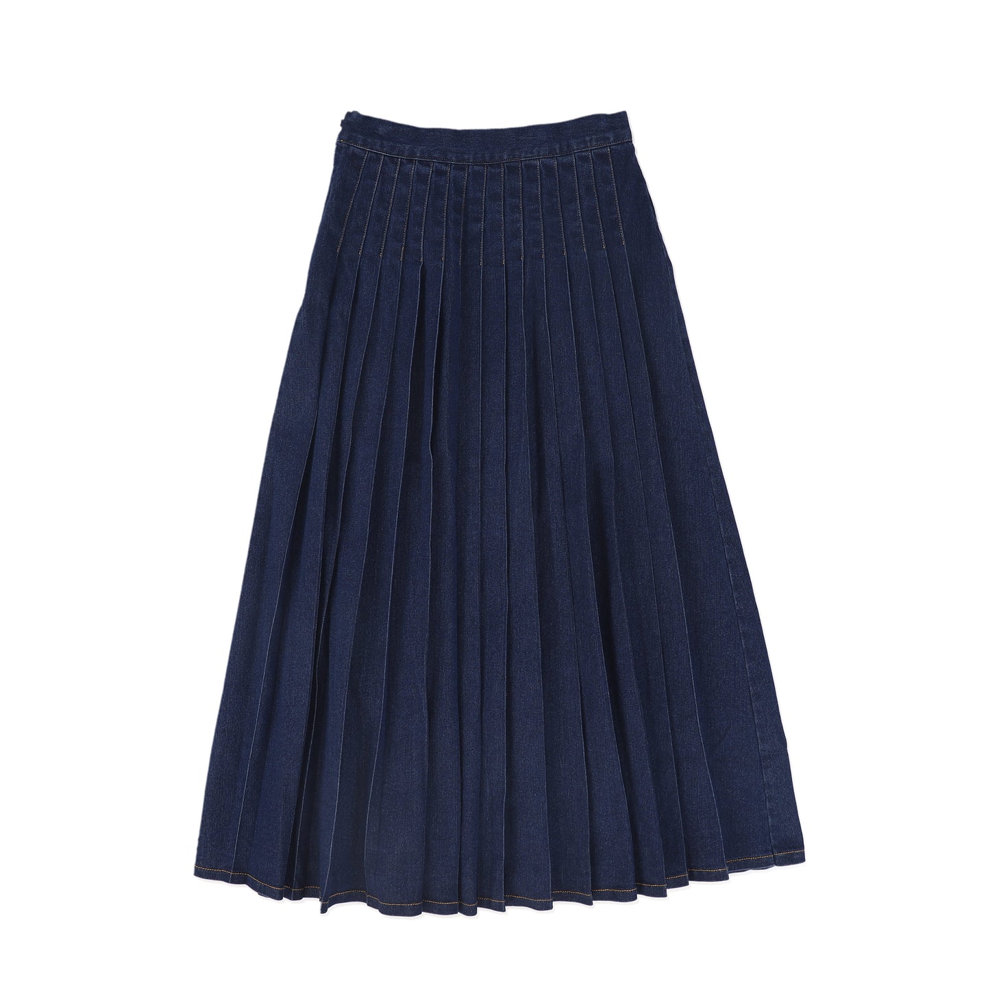BACE COLLECTION BLUE DENIM PLEAT BUTTON MAXI SKIRT