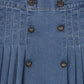 BACE COLLECTION LIGHT BLUE DENIM PLEAT BUTTON MAXI SKIRT