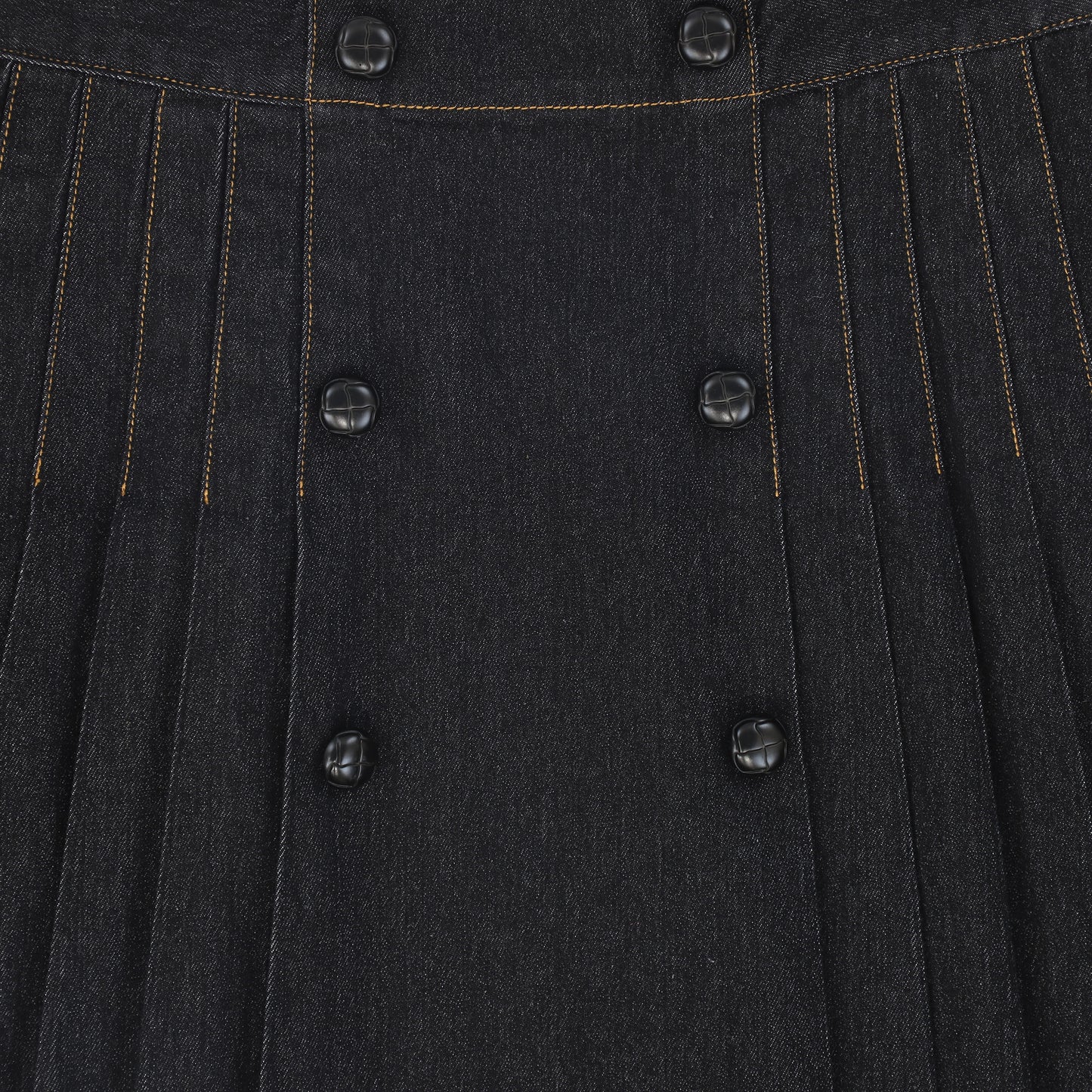 BACE COLLECTION BLACK DENIM PLEAT BUTTON MAXI SKIRT