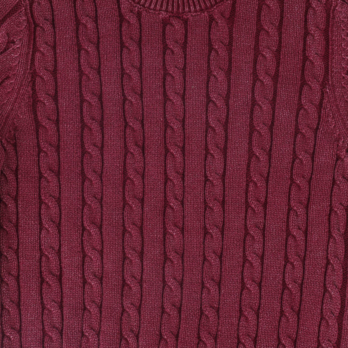 VALENTINA BURGUNDY FITTED CABLE KNIT SWEATER