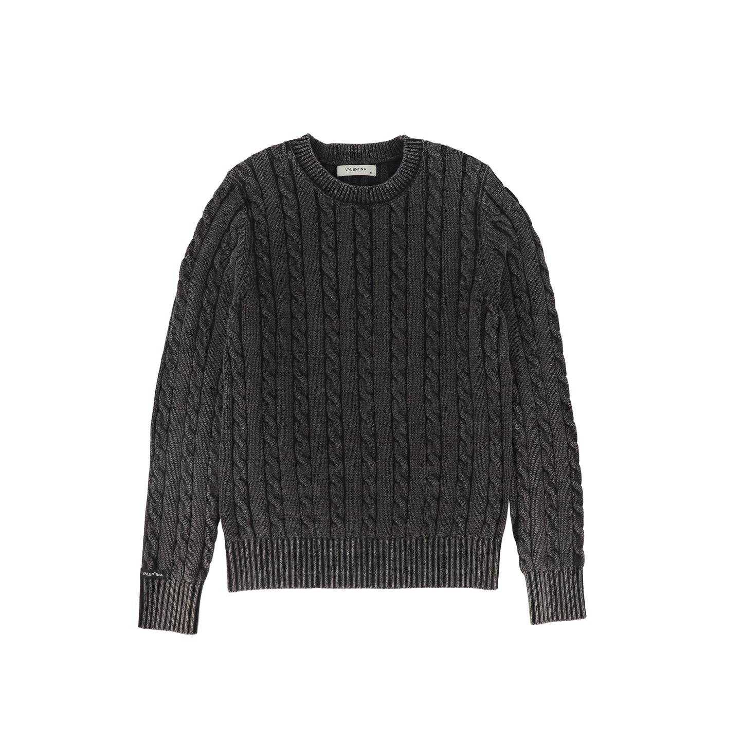 VALENTINA CHARCOAL FITTED CABLE KNIT SWEATER