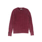 VALENTINA BURGUNDY FITTED CABLE KNIT SWEATER