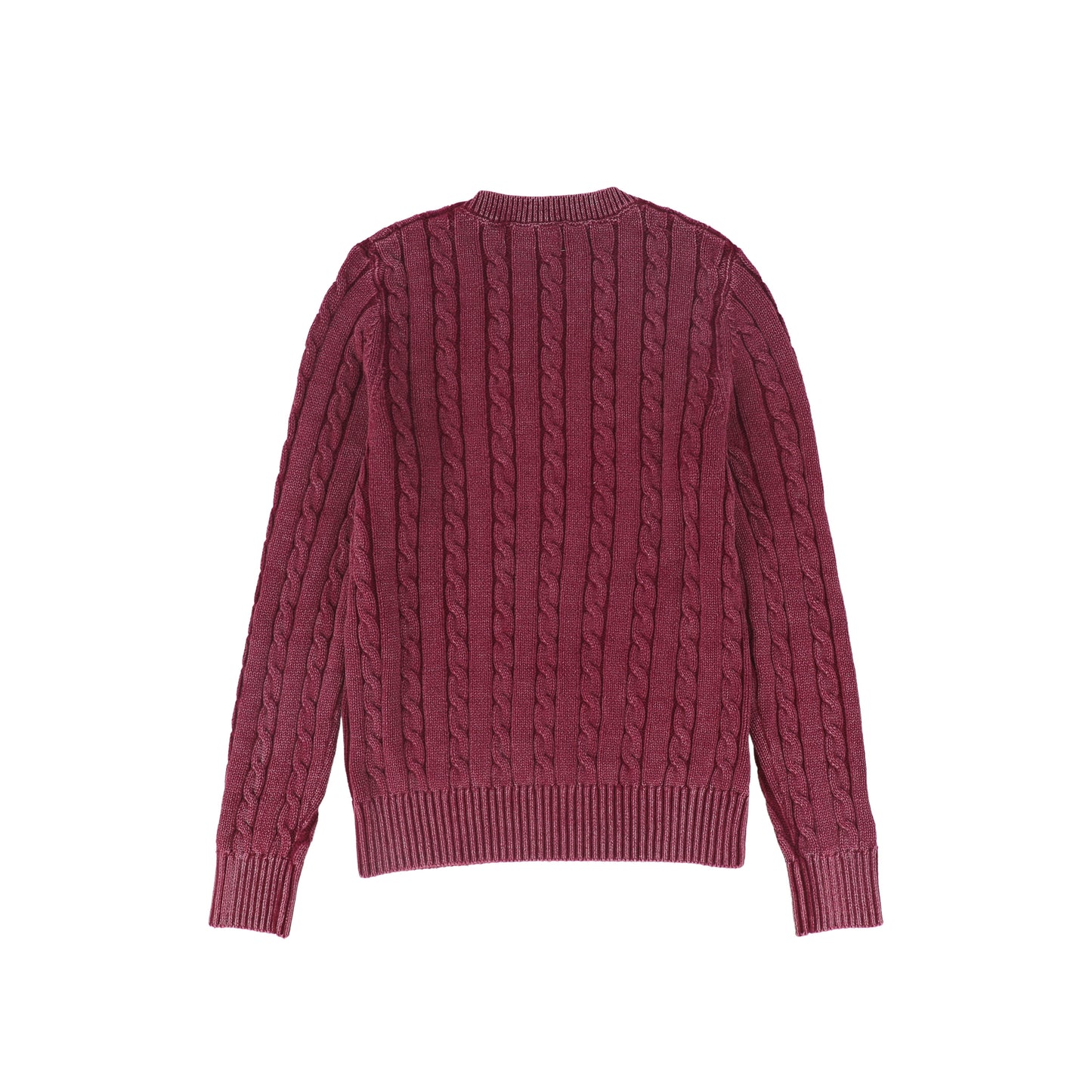 VALENTINA BURGUNDY FITTED CABLE KNIT SWEATER