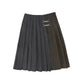 VALENTINA CHARCOAL CHEVRON WOOL PINSTRIPED SKIRT
