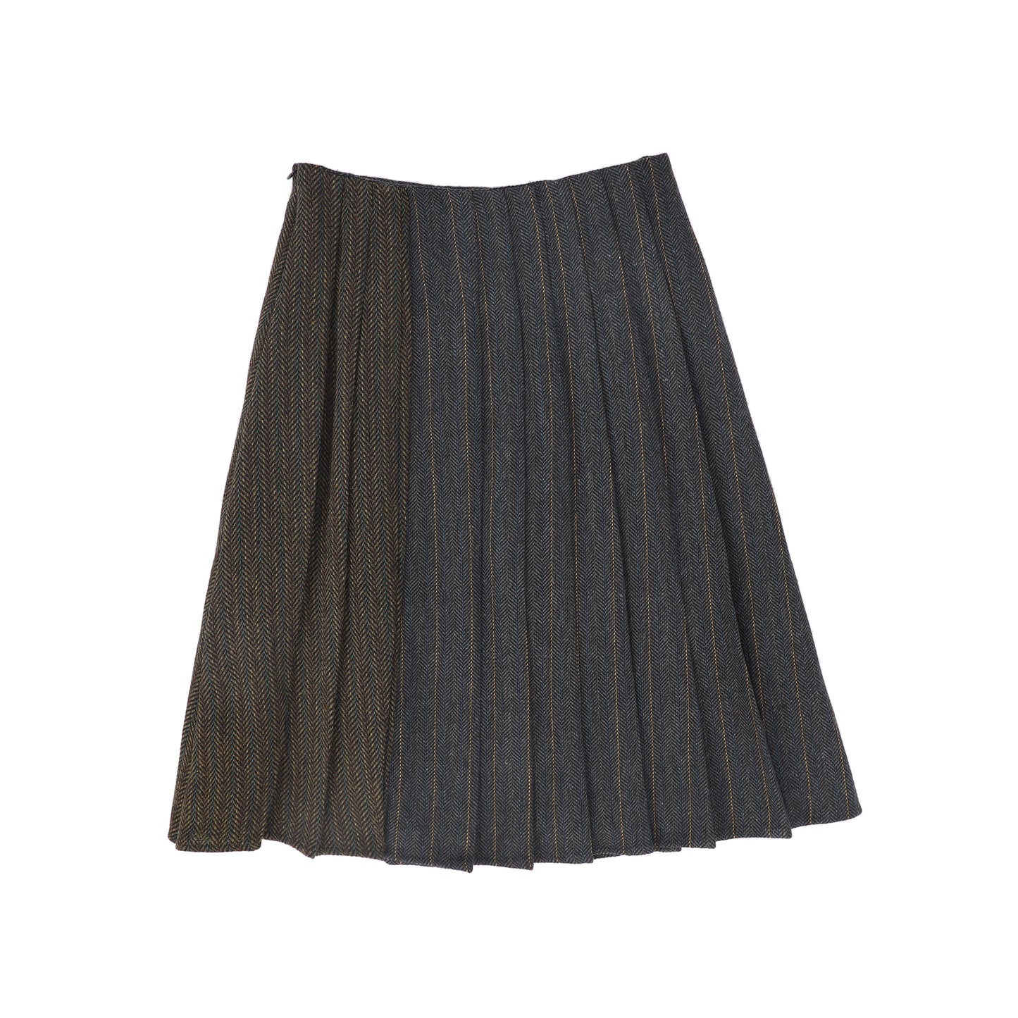 VALENTINA CHARCOAL CHEVRON WOOL PINSTRIPED SKIRT