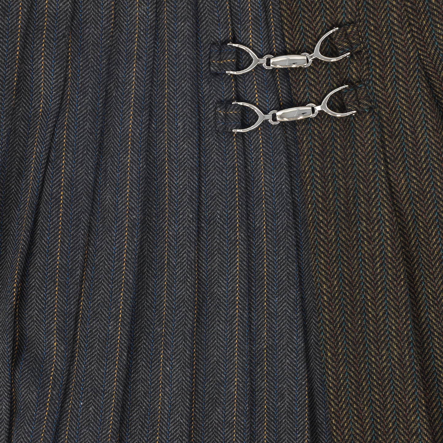 VALENTINA CHARCOAL CHEVRON WOOL PINSTRIPED SKIRT