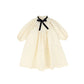 FRANCESCA GUILIANO CREAM/BLACK TAFFETA VELVET RIBBON BIB DRESS
