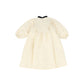 FRANCESCA GUILIANO CREAM/BLACK TAFFETA VELVET RIBBON BIB DRESS